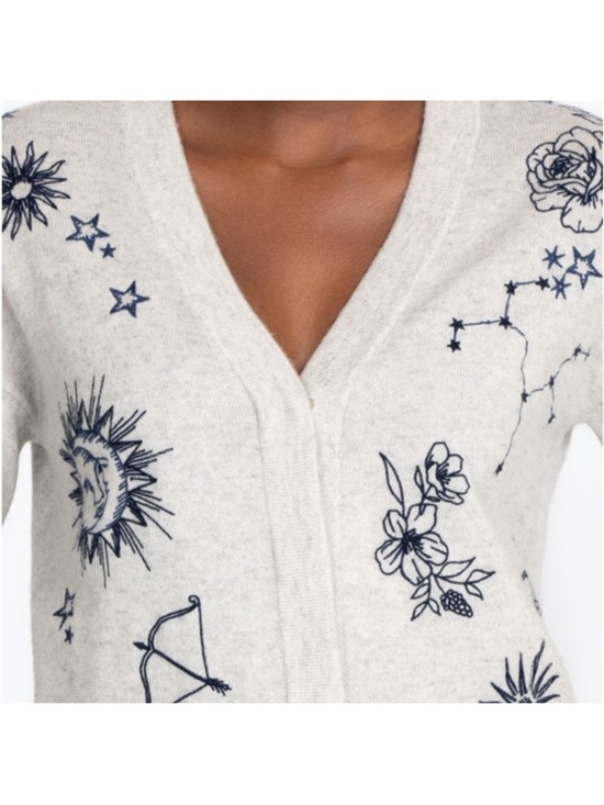 Johnny Was Bijoux Fridge Wool Cashmere  Zodiac Astrology Cardigan Sweater sz S - Picture 2 of 11